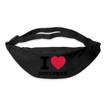 I love Bouldern Spruch Herz rot Klettern Boulderer - Gürteltasche - Schwarz - Vorne