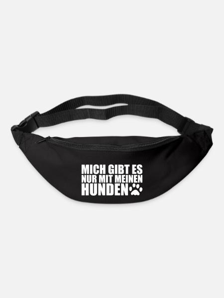 MIT MEINEN HUNDEN- Lustiges Hunde Sprüche Geschenk - Gürteltasche - Schwarz