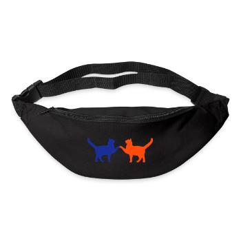 2 Cats Friends Team Two Paws Hands Welcome - Bum bag - black - Front
