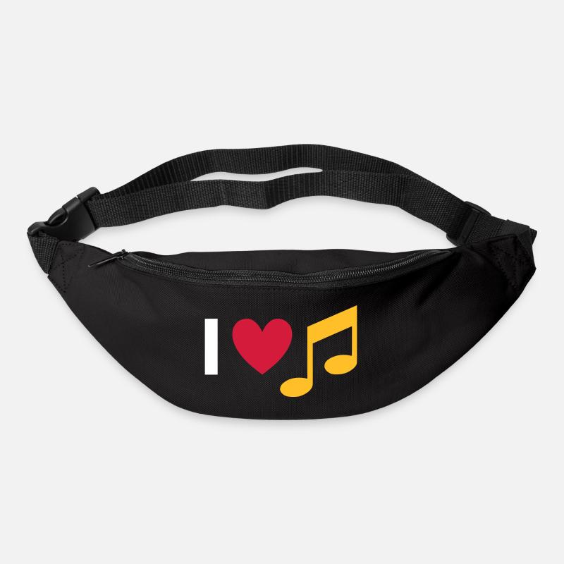 J’aime la musique (cœur, note) - Sac banane - noir