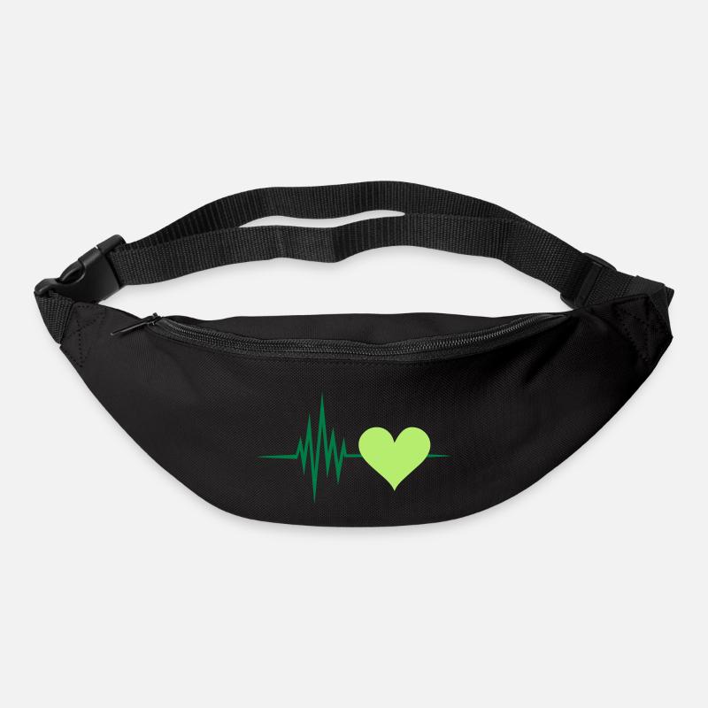 Puls Herz grün, vegan Frequenz, Natur, Bäume, Wald - Gürteltasche - Schwarz