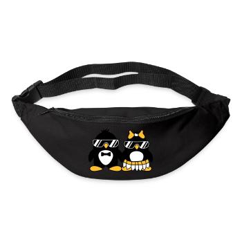 pingouin couple amour paerchen amoureux lunettes de soleil - Sac banane - noir - Devant