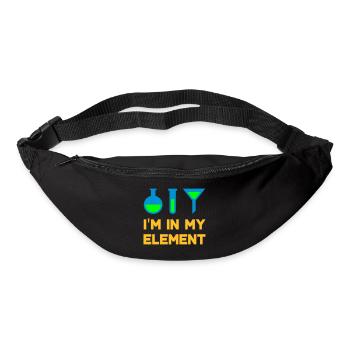 Je suis dans mon élément (flacon, éprouvette, entonnoir) - Sac banane - noir - Devant