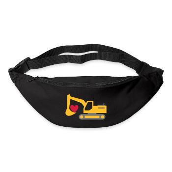 ★ Designfarben änderbar ★ Bagger, Herz in Schaufel - Gürteltasche - Schwarz - Vorne