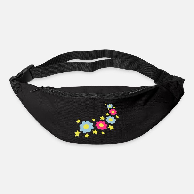 Viele Bunte Blumen Schön Dekorativ Muster Design - Gürteltasche - Schwarz