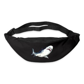 Great White Shark Watercolor Shark Art Shirt - Bum bag - black - Front