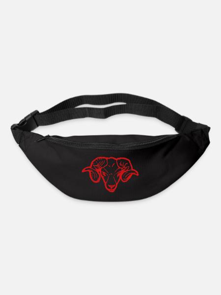 Roter Widderkopf Rammbock Geschenkidee Teufel - Gürteltasche - Schwarz