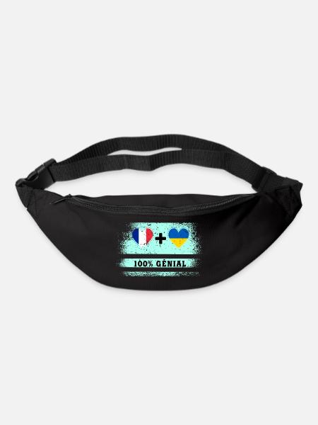 Drapeau France et Ukraine 100% génial - Sac banane - noir