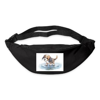 Happy dog playing in a rain puddle - Bum bag - black - Front