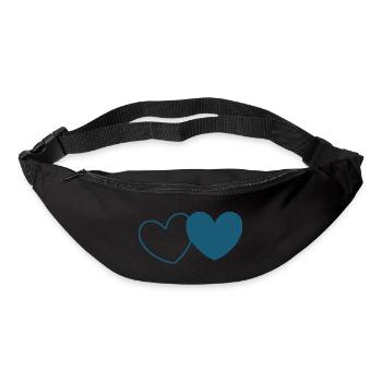 coeur bleu coeur cadeau Saint-Valentin couples - Sac banane - noir - Devant