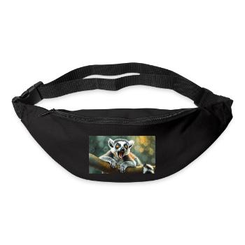 Cute animals chilling – ring-tailed lemur - Bum bag - black - Front