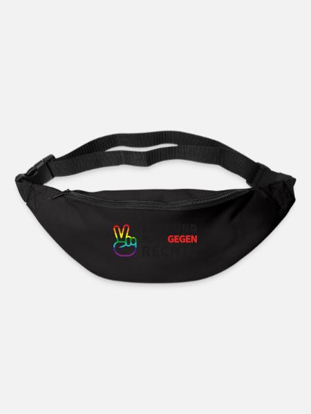 Laut und bunt gegen rechts - Gürteltasche - Schwarz