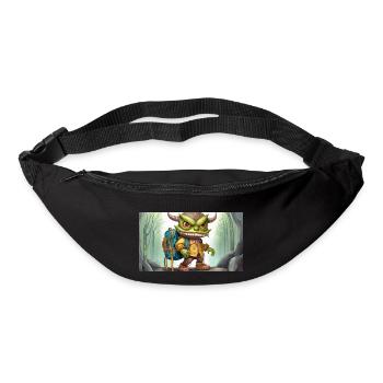 Green monster with horns - young cute little - Bum bag - black - Front