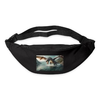 A realistic bad dark dragon is hunting fish river - Bum bag - black - Front