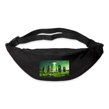 gruselige mythische Orte – UFO fliegt Stonehenge - Gürteltasche - Schwarz - Vorne