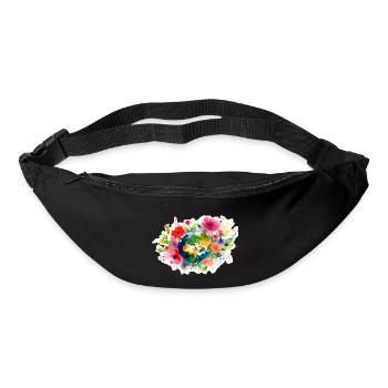 Earth surrounded by Flowers. Outlined, Aquarell - Bum bag - black - Front