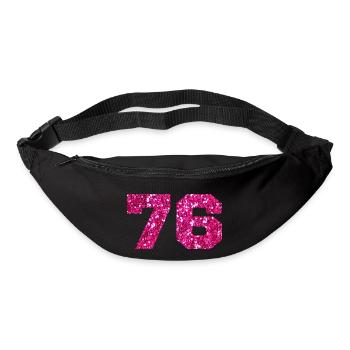 Number 76 Pink Glitter - 76th Birthday - Bum bag - black - Front