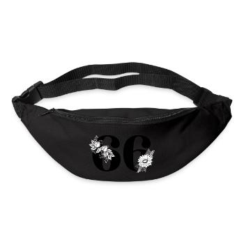 Schwarze Blumenzahl 66 - 66. Blumengeburtstag - Gürteltasche - Schwarz - Vorne