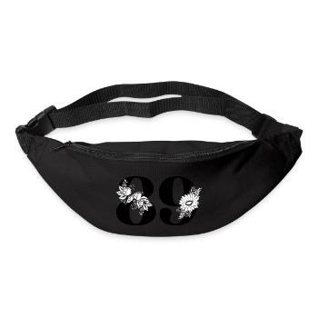 Numéro 89 floral noir - 89e anniversaire floral - Sac banane - noir - Devant
