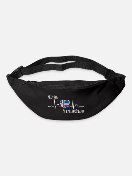 Mon cœur bat pour l’Islande la Scandinavie - Sac banane - noir