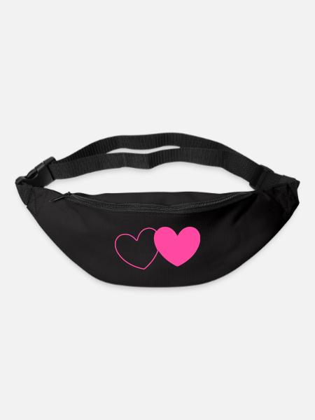 rosarotes Herz Herz rosa rot Herz pink Herzmuster - Gürteltasche - Schwarz