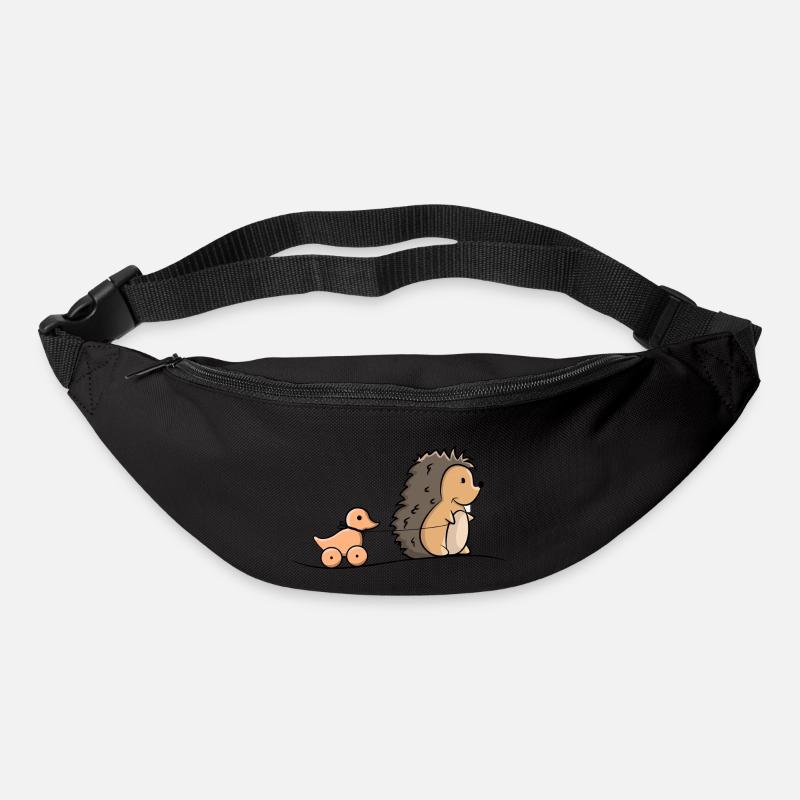 Igel mit Holz Ente - Gürteltasche - Schwarz
