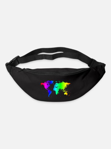 Carte du monde colorée - Sac banane - noir