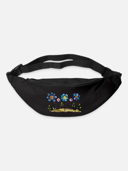 Blumen - Gürteltasche - Schwarz