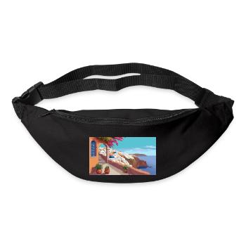 Oia, Santorini, Greece - Pixel Art - Bum bag - black - Front