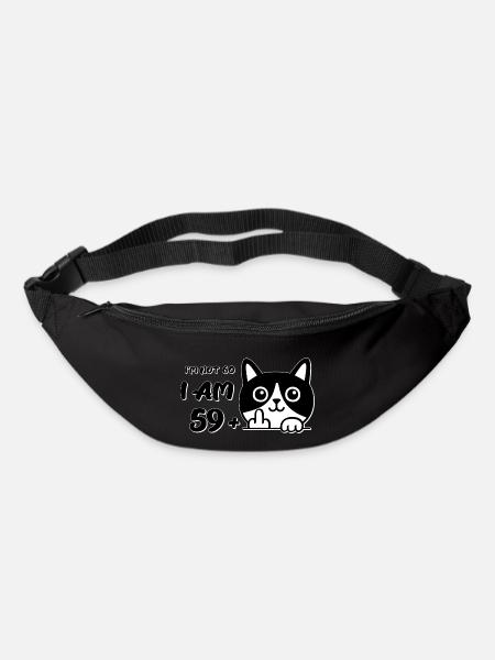 Ich bin nicht 60, ich bin 59 plus 1 Mittelfinger Katzenflip - Gürteltasche - Schwarz