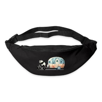 Panda mit Wohnwagen – Charmantes Reise-Design - Gürteltasche - Schwarz - Vorne