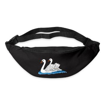 Oiseaux blancs - Sac banane - noir - Devant