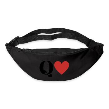 Lettre q cœur rouge - Sac banane - noir - Devant