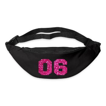 Number 6 Pink Glitter - 6th Anniversary - Bum bag - black - Front