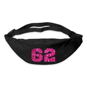 Numéro 62 paillettes rose - 62e anniversaire - Sac banane - noir - Devant