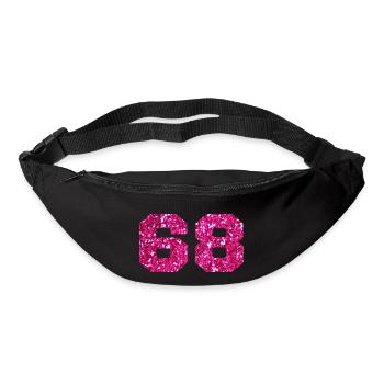 Number 68 Pink Glitter - 68th Birthday - Bum bag - black - Front