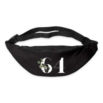 Numéro 64 floral vert - 64e anniversaire floral - Sac banane - noir - Devant