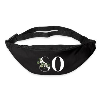 Numéro 80 floral vert - 80e anniversaire floral - Sac banane - noir - Devant