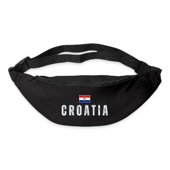 Drapeau croate, j’adore la Croatie - Sac banane - noir - Devant
