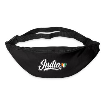 India Script with Flag Heart Patriotic - Bum bag - black - Front