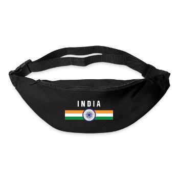 Inde - drapeau et armoiries - Sac banane - noir - Devant