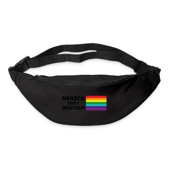 Mensch statt deutsch Spruch Pride Flagge - Gürteltasche - Schwarz - Vorne
