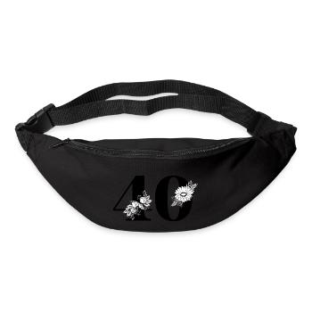 Number 40 Black Floral - 40th Floral Birthday - Bum bag - black - Front