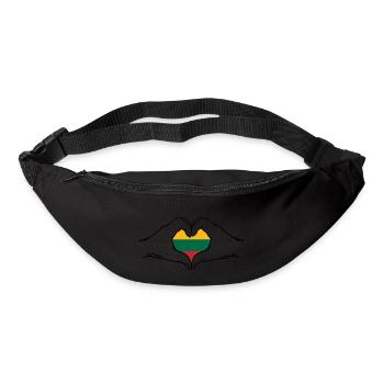 Drapeau de la Lituanie en forme de coeur - Sac banane - noir - Devant