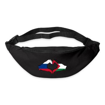 Forme de coeur Russie Palestine avec les mains - Sac banane - noir - Devant
