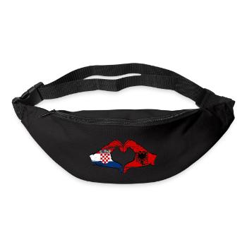 Croatie Albanie Drapeau Mains Coeur Forme Utilisé - Sac banane - noir - Devant