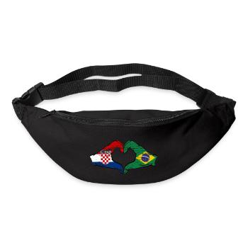 Croatie Brésil Drapeau Mains Coeur Forme Utilisé - Sac banane - noir - Devant