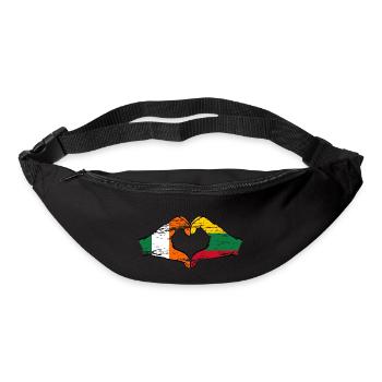 Ireland Lithuania Flag Hands Heart Shape Used - Bum bag - black - Front