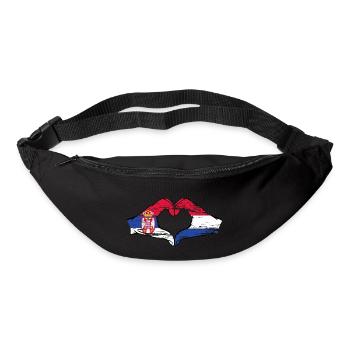 Serbie Hollande Drapeau Mains Coeur Utilisé - Sac banane - noir - Devant