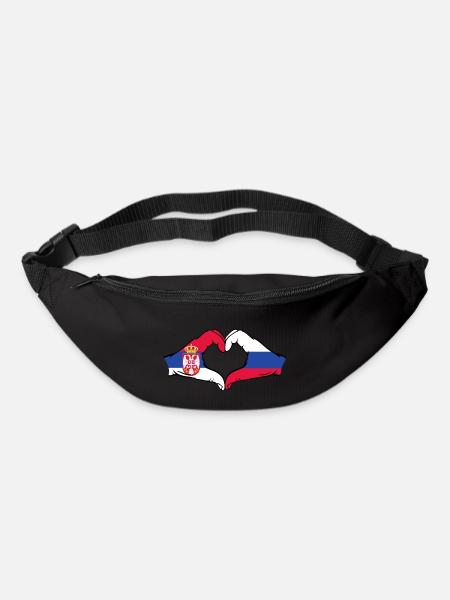 Serbien Russland Flagge Hände Herzform - Gürteltasche - Schwarz